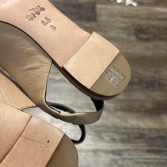 Coach Leather Rodney Pointed Toe Slingback Flats Braided Chain 6.5 Tan - Picture 6 of 6